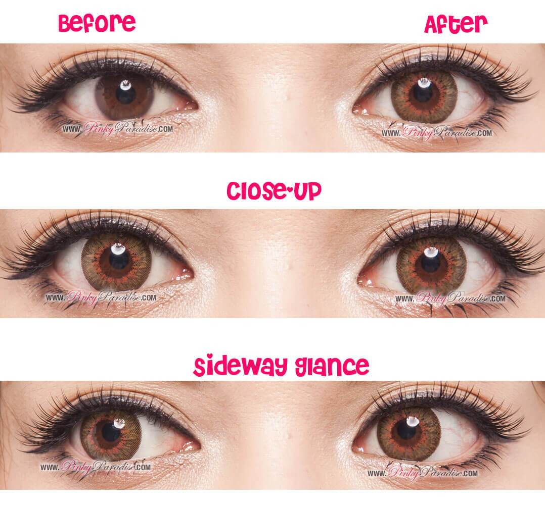 G&G Shinny Brown Circle Lenses Before After